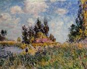 阿尔弗莱德 西斯莱 : Landscape, The Banks of the Loing at Saint-Mammes